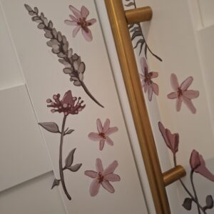 Close up of floral stickers
