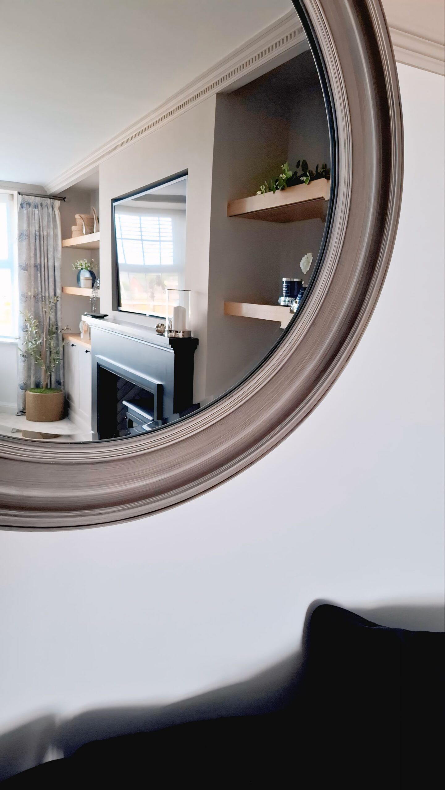 View through mirror of lounge